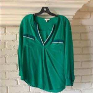 Joie emerald green silk blouse size medium